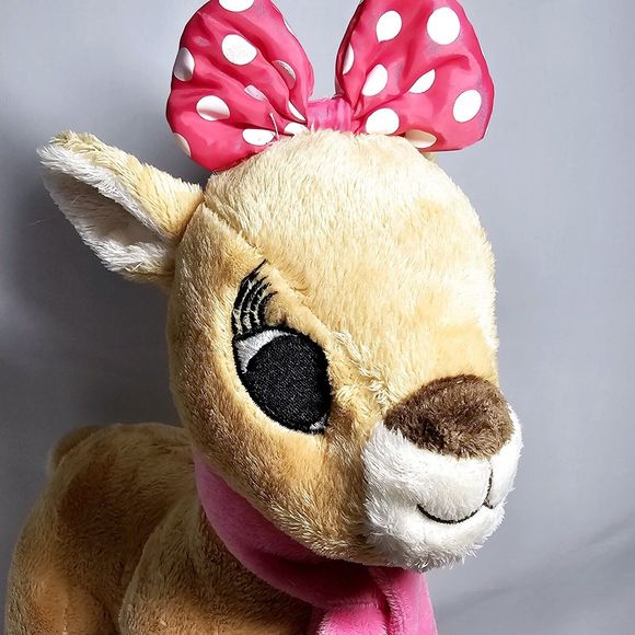 Dandee Clarice Plush Rudolph Red Nose Reindeer Pink Scarf Christmas Toy 13" - Picture 4 of 12